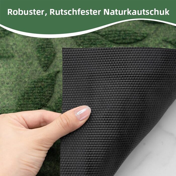 Килимок для дому та вулиці з антиковзаючою основою, 45x75 см, зелений