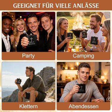 Фляга PRETYZOOM з нержавіючої сталі, чорна 'Свята вода' для віскі, не протікає, ідеальна для подарунку чоловікам на День батька, вечірки, піших прогулянок, кемпінгу