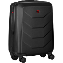 WENGER Pryo Hard Shell Suitcase with 4 Wheels, Trolley, Medium Size, 59 (67) L, Security Lock, for Men, Travel Vacation, 612537 (Black, Carry-On)
