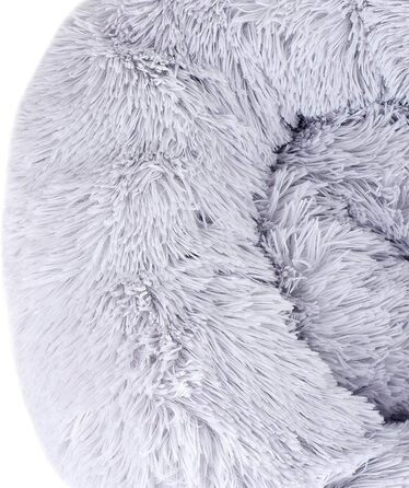 Кішечка Queta: зручне ліжко для кота та маленької собаки, м'яке, плюшеве, кругле, 60 см, світло-сірий