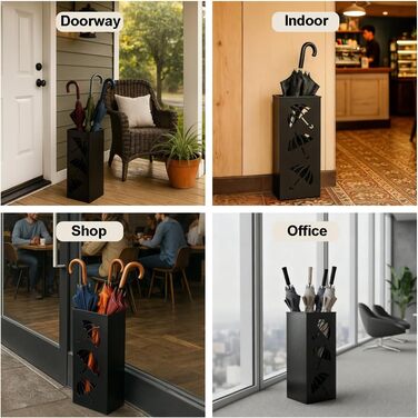 Металева підставка для парасольки Okllen, квадратна, чорна, 16x16x42 см