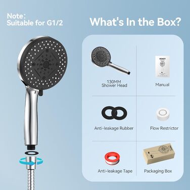 Дюшовий насадок VOXON з 10 режимами струменя, високий тиск, економія води, для миття ванни та плитки, фільтр з обмежувачем потоку