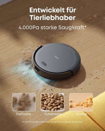 Робот-пилосос eufy C10 з автоматичною станцією самоочищення, ультратонкий 7,3 см, очищення килимів, бічна щітка для кутів, точкова лазерна та інфрачервона навігація