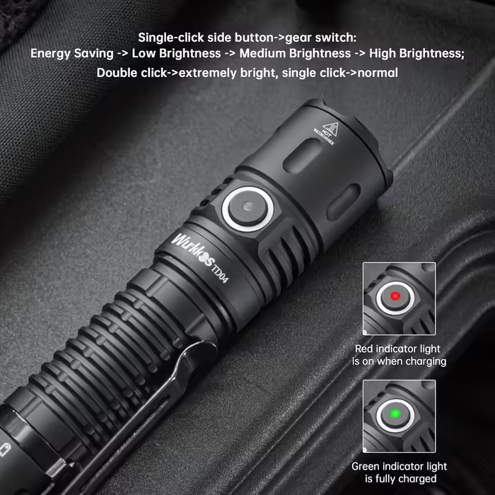 Тактичний ліхтарик Wurkkos TD04 3000LM, світлодіодний, USB-зарядка, надяскравий, 8 режимів, водонепроникний IP68, для кемпінгу та EDC
