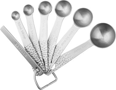 Measuring cup and spoon set, 18/8 stainless steel, measuring cups and spoons for baking and kitchen use, metric and US metal measuring cups and spoons for dry and liquid ingredients