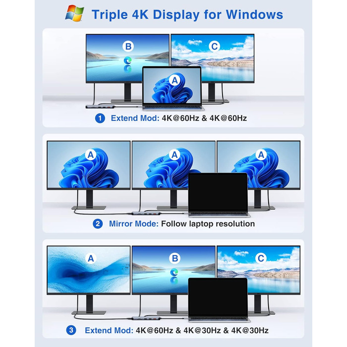 LIONWEI UC3703 Док-станція: Dual DP, Triple Display, USB-хаб 12-в-1 з 8K HDMI, 2 x USB 3.1, 100W PD, Ethernet, SD/TF-кардридер (сірий)