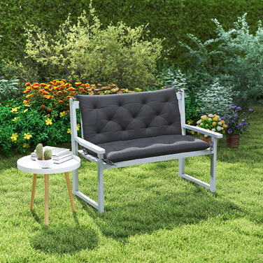 Подушка для садового сидіння Outsunny, 100 x 98 x 8 см, м'який наповнювач з бавовни темно-сірого кольору, комфортний і стійкий до погодних умов.
