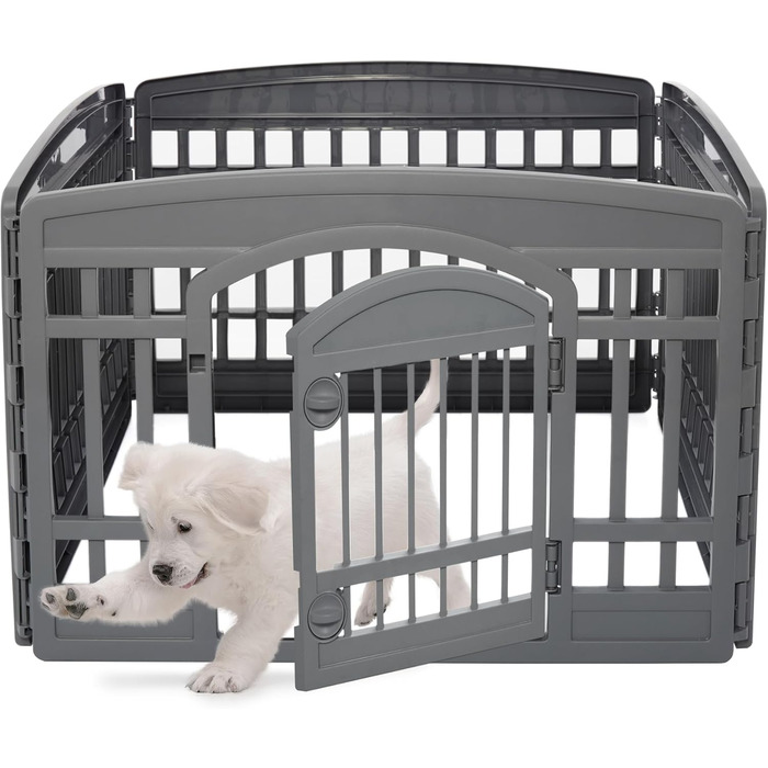 Iris Ohyama Dog Playpen with 4 Panels & Lockable Door - 24
