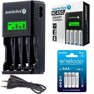 Зарядний пристрій для акумуляторів + 4 акумулятори AAA Eneloop 800 mAh