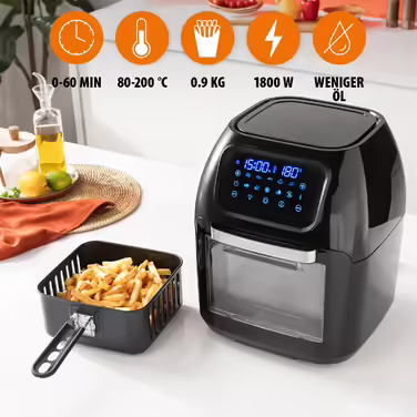 Tristar Hot Air Fryer 10 L, oil-free baking, 10 programs, touchscreen, dishwasher-safe parts, non-stick coating, including accessories, 1800 W, Airfryer FR-6964 Hot Air Fryer and Oven 10L