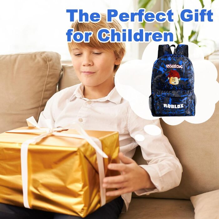 Дитячий рюкзак YumCute Ro-blx з друком, велика місткість, для школи та подорожей, для дітей 10 років, з мультфільмом