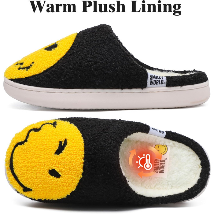Чоловічі домашні тапочки Smilley з плюшу, Memory Foam, теплі зимові тапочки для дому (40/41 EU, чорний)