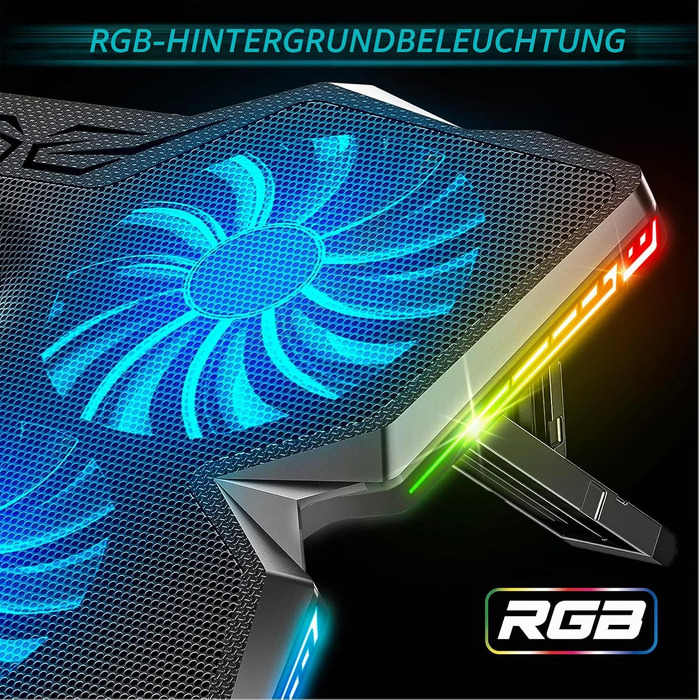Охолоджувач для ноутбука Spirit of Gamer AIRBLADE 500 (10-17 дюймів), 4 тихі вентилятори, RGB підсвічування, сумісний з PC, PS5, PS4, Xbox