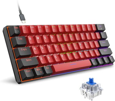 Механічна ігрова клавіатура Snpurdiri 61 клавіша з RGB підсвічуванням (Blue Switch/Black Red)