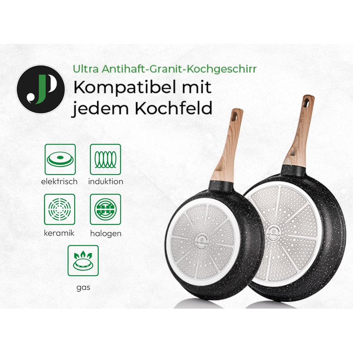 Набір каструль та сковорідок JUST PERFECTO Induktion 15 предметів - з антипригарним покриттям без PTFE та PFOA, з захистом від подряпин