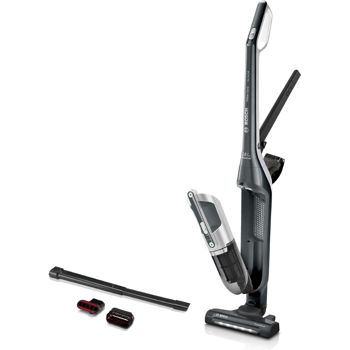 Пилосос Bosch Flexxo 2в1 BBH3P280, бездротовий, акумуляторний, безмішковий, висока потужність, довга автономність, LED-насадка, для всіх типів підлог, темно-сірий, 28В