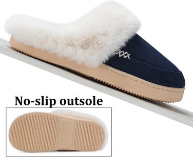 Домашні тапочки NineCiFun для жінок, з меморі-піною, пухнасті, для дому та вулиці, з антиковзкою підошвою, з теплим плюшевим підкладкою, сірі (світло-сірі) (42/45.5 EU, темно-синій)