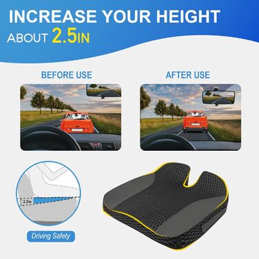 Автомобільна подушка для сидіння Lofty Aim з Memory Foam: підтримка спини, зняття болю при ішіасі, для авто, вантажівки, офісу, інвалідного візка - велика, чорна