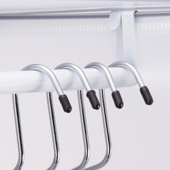 Relaxdays Clothes Rack System with 11 Compartments, Wardrobe with 2 Clothes Rails, DIY Plastic Plug-in Shelf, White (Transparent)