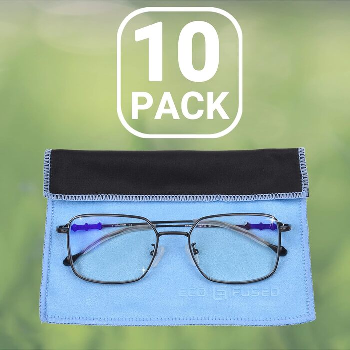 Мікрофіброві серветки для чищення Eco-Fused (5 шт.) - двосторонні - для смартфонів, LCD-телевізорів, планшетів, екранів ноутбуків, об'єктивів камер (17 x 16 см, блакитні)