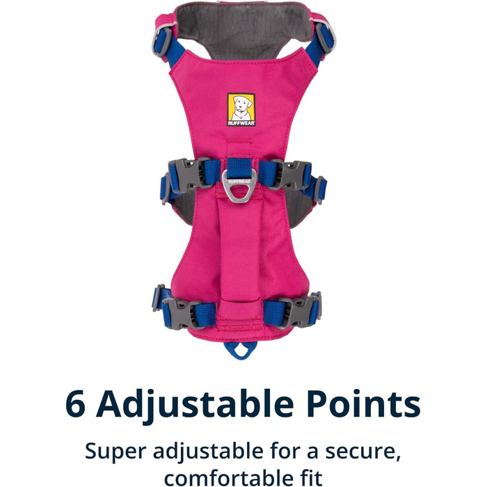 Шлейка для собак Ruffwear Flagline з ручкою, легка, регульована, 3 точки кріплення для повідка, посилена стрічка та міцний металевий V-кільце (Small, Alpenglow Pink)