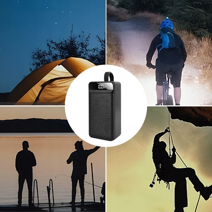 Повербанк 60000 mAh з 3 USB-портами та LED-індикатором для зарядки телефону