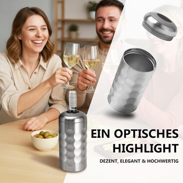 Охолоджувач вина Arktis з нержавіючої сталі – стильне наливання безпосередньо з охолоджувача | Вакуумно-ізольований охолоджувач напоїв та охолоджувач пляшок для вина, шампанського, ігристого вина | Охолоджувач шампанського з подвійними стінками (нержавіюч