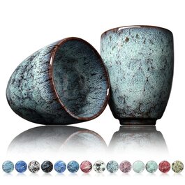 Керамічні чашки Ganzoo для кави та чаю, набір 2 шт, 200 мл, сучасний дизайн, без ручки, унікальні кольори