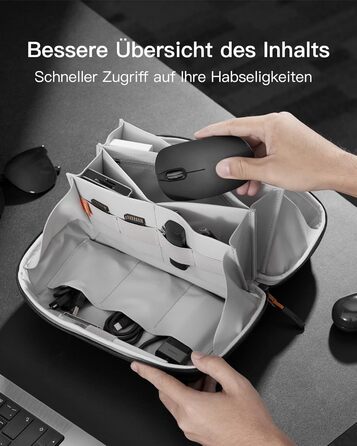 Inateck Electronics Case, Water-Resistant Accessory Bag, Gadget Organizer Bag, USB Cable Organizer, Travel-Friendly, AB03007