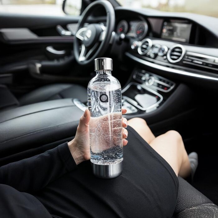 Aquafloow Содовий апарат з нержавіючої сталі для приготування газованої води з CO₂ циліндром (60 л), пляшка 0.8 л BPA-free з нержавіючою основою