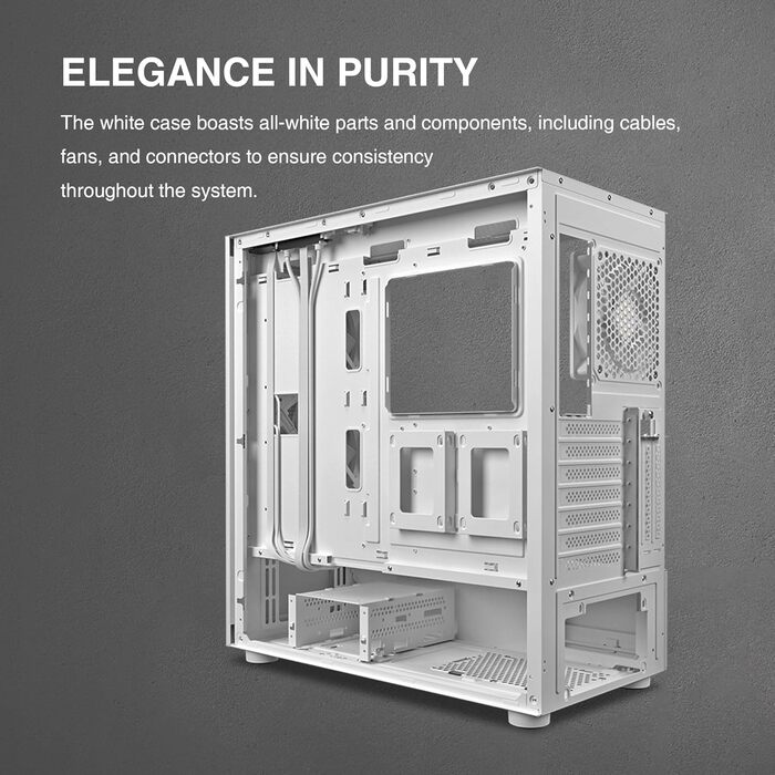 Корпус для ігрового ПК Gamdias Talos E3 Mesh Elite WH, ATX Mid-Tower, 3 x 120 мм ARGB вентилятори, сітчаста передня панель, скляна бічна панель, білий