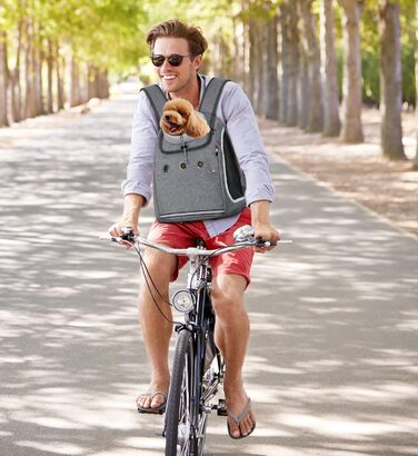 Рюкзак-переноска для собак та котів ALLSOPETS: зручний та дихаючий рюкзак для подорожей з великими котами та маленькими собаками (темно-сірий)