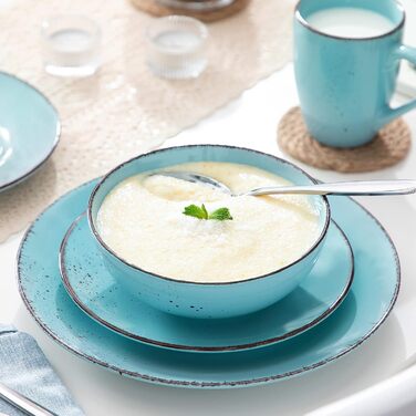 Набір посуду Vancasso Navia 16 предметів, кераміка, блакитний, вінтажний стиль