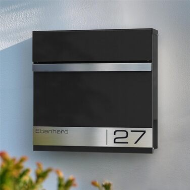 Поштова скринька Metzler Premium Stencil Anthrazit з газетницею та табличкою для імені - настінна, нержавіюча сталь V2A з порошковим покриттям RAL 7016