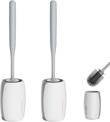 Силіконова щітка для унітазу Maxuni Stück з тримачем, без свердління, для кріплення на стіну/підлогу, комплект для унітазу (2 шт.)