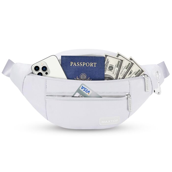 Поясна сумка MAXTOP для чоловіків та жінок. Водонепроникна, для занять спортом, бігу, кемпінгу, подорожей. Біла