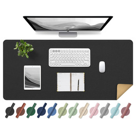 Підкладка для миші та столу Leder (Шкіра) 80x40 см, чорна - килимок для письма, офісний аксесуар для комп'ютера та ноутбука