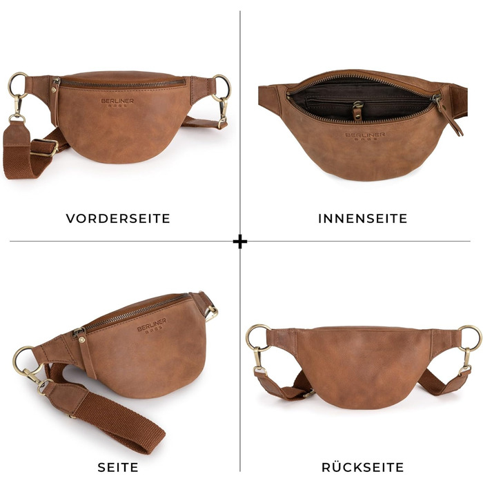 Чоловіча/жіноча сумка через плече Berliner Bags Preiu Bauchtasche - шкіряна поясна/crossbody сумка (Camel, M)
