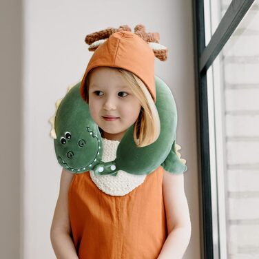 Дитяча подушка для подорожей з маскою для сну, м'яка подушка для шиї з Memory Foam, для дітей, хлопчиків та дівчаток, підлітків, аксесуари для подорожей, подушка для шиї з динозавром