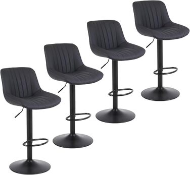 Барний стілець Youhauchair (4 шт., чорний) - обертовий, регульована висота, PU-шкіра