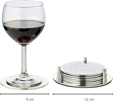 EDZARD Set of 6 Coasters Bruges (Ø 9 cm) in Silver - Saucers as coaster, coasters for glasses, cup coasters - in round shape for pots, candles, glasses, drinks instead of beer mats