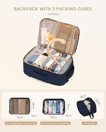 LOVEVOOK Рюкзак для ручної поклажі, 30L, чоловічий, для ноутбука 15.6