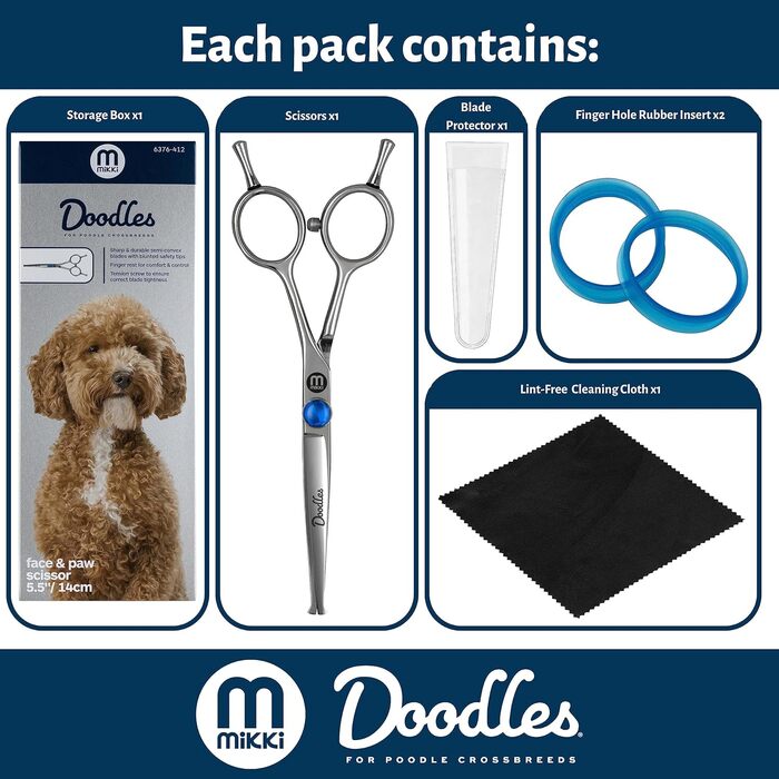 Ножиці для грумінгу собак Mikki Doodle: професійні ножиці для стрижки та формування шерсті, 19 см