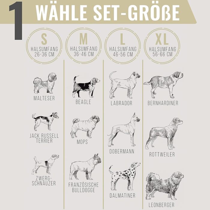 Набір повідка та нашийника ne&no® (веганська шкіра) для собак. Міцний поводок з карабіном, регульований нашийник. Розмір S, коричневий/бежевий, персоналізований.