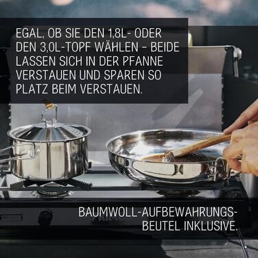 Набір посуду Primus Outdoor Campfire Cookset - нержавіюча сталь, 1.8 л, 21 см, для кемпінгу та приготування їжі на вогні та газових плитах