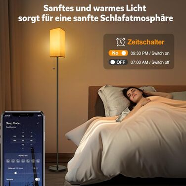 Світлодіодна торшерна лампа RGBWC Wi-Fi 9W E27 Smart для вітальні з димуванням, керуванням через додаток, Alexa & Google Assistant, DIY-режими та таймер