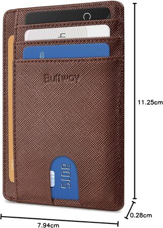 Чоловічий та жіночий гаманець Buffway з RFID-захистом, з кишенею на блискавці, з натуральної шкіри, чорний (S, Coffee)