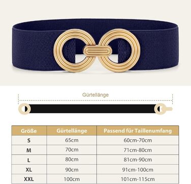 Жіночий широкий еластичний пояс JasGood з блискавкою, смугастий, для суконь та піджаків (Темно-синій, M: об'єм талії 71-80 см)