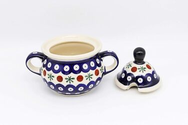 Unknown Original Bunzlau Porcelain 0.35 Liter Sugar Bowl Sugar Dispenser Sugar Container with Lid Ø14.6 cm H13.2 cm (41)