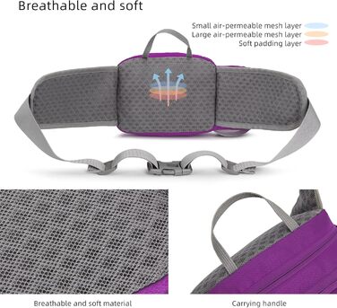 Спортивна поясна сумка-бананка для собак: тренування, велоспорт, піші прогулянки, біг. Великий об'єм, для чоловіків та жінок, колір: фіолетовий